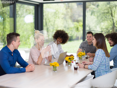 Image of Multiethnic startup Business Team At A Meeting at modern office 