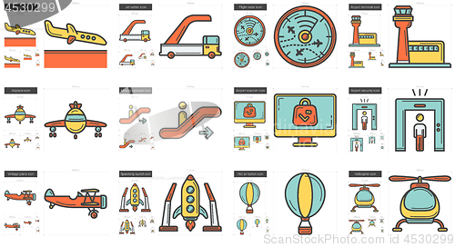 Image of Transportation line icon set.