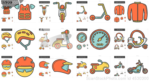 Image of Transportation line icon set.