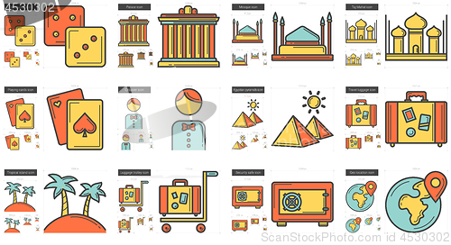 Image of Travel and holiday line icon set.