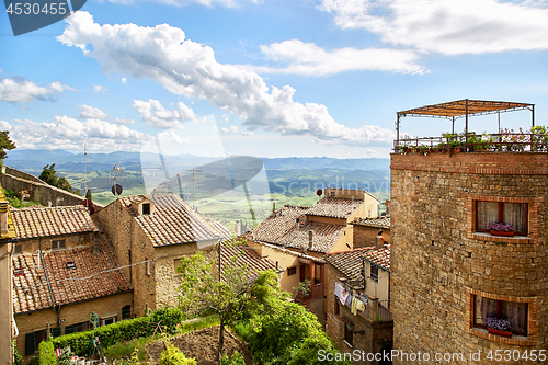 Image of panoramic view of historic city Volterra, Italy