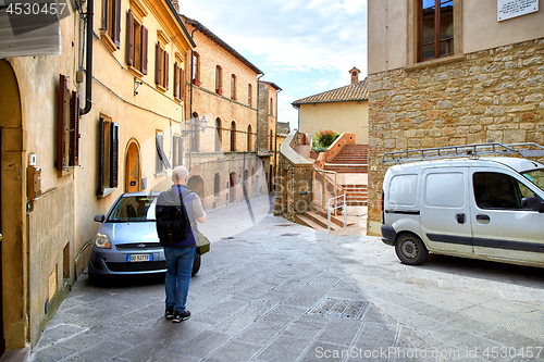 Image of Tourist in city Volterra, Italy