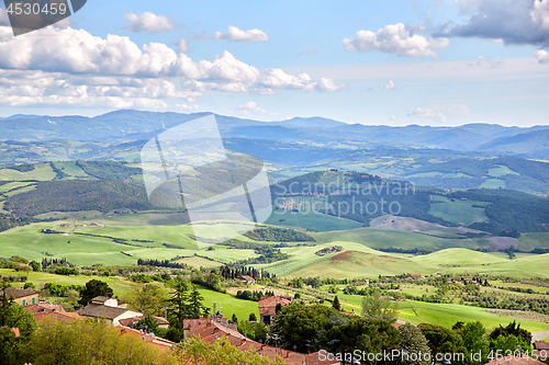 Image of Panoramic view of historic city Volterra, Italy