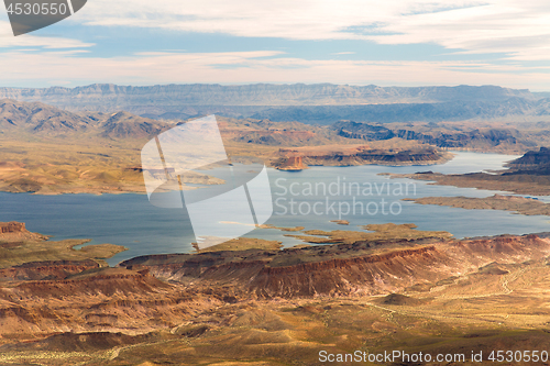 Image of aerial view of grand canyon and lake mead