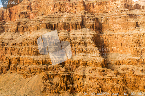 Image of aerial view of grand canyon cliffs from helicopter