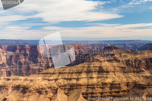 Image of aerial view of grand canyon cliffs from helicopter