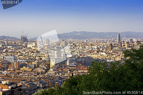 Image of Panoramic view of Barcelona in a summer day 