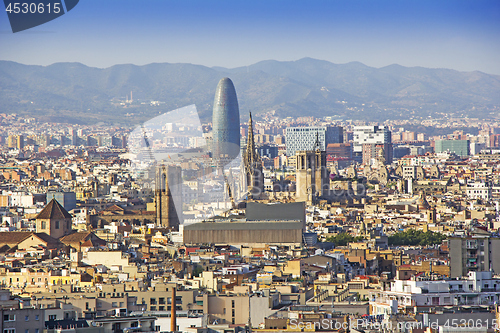 Image of Panoramic view of Barcelona in a summer day 