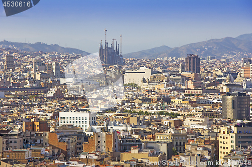 Image of Panoramic view of Barcelona in a summer day 