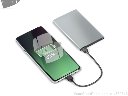 Image of Charging the smartphone with a power bank