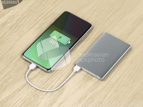 Image of Charging the smartphone with external battery
