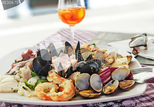 Image of Seafood shells mussels as a cold appetizer