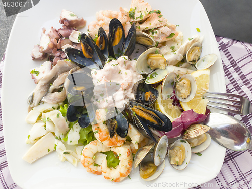 Image of Seafood shells mussels as a cold appetizer