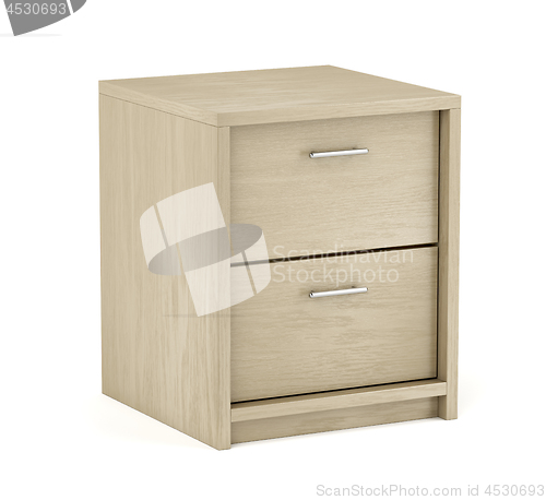 Image of Wooden nightstand with two drawers