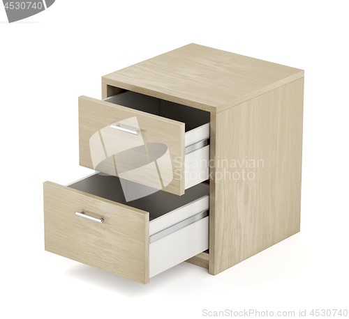 Image of Wooden nightstand on white background
