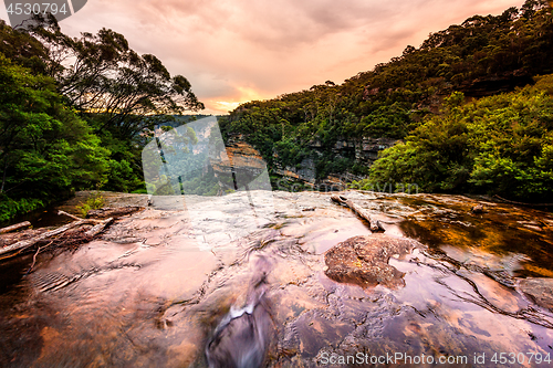 Image of Water flowing over the cliff face in Blue Mountains