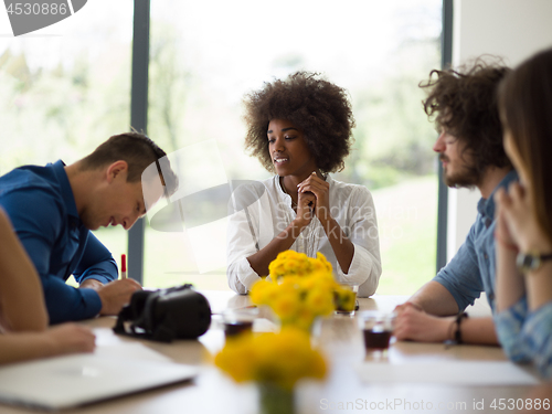 Image of Multiethnic startup Business Team At A Meeting at modern office 