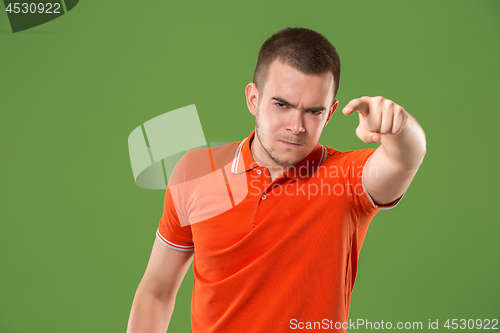 Image of The overbearing businessman point you and want you, half length closeup portrait