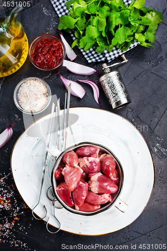 Image of raw chicken hearts