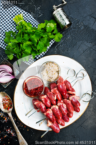 Image of raw chicken hearts