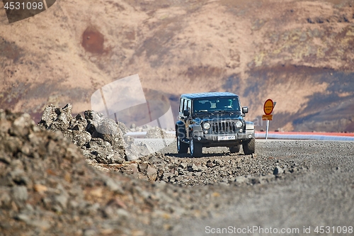 Image of Jeep Wrangler on Icelandic terrain