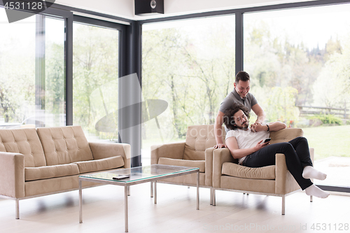 Image of Gay Couple Love Home Concept