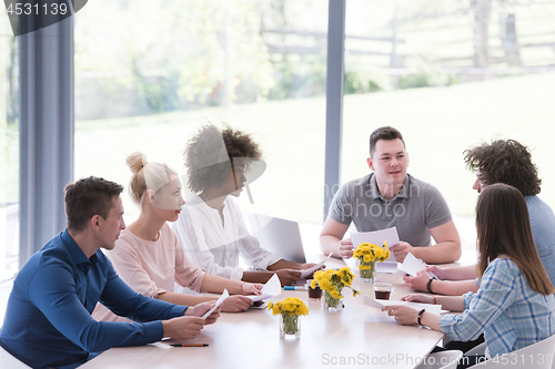 Image of Multiethnic startup business team on meeting