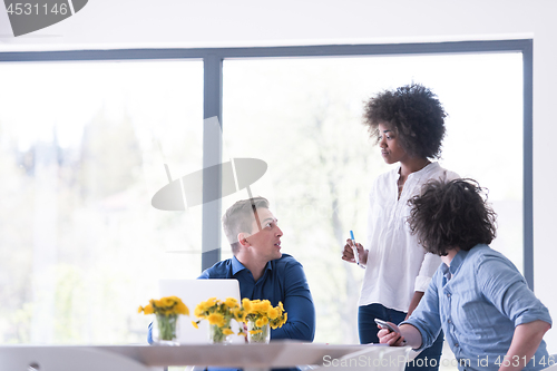 Image of Multiethnic startup business team on meeting