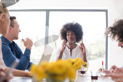 Image of Multiethnic startup business team on meeting