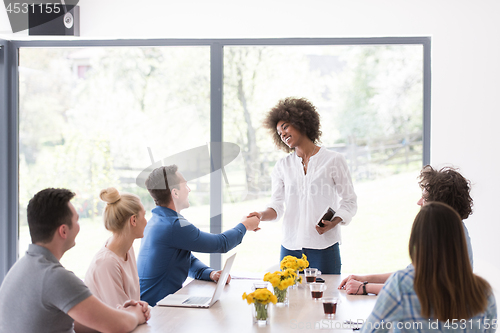 Image of Multiethnic startup business team on meeting