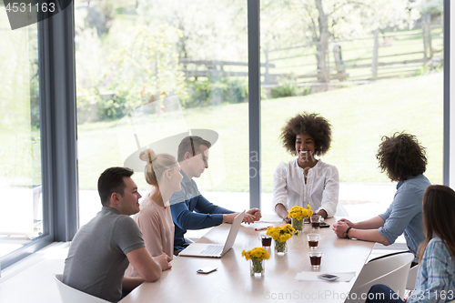 Image of Multiethnic startup business team on meeting