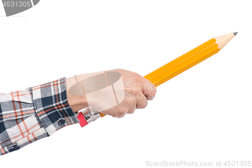 Image of Hand with big pencil