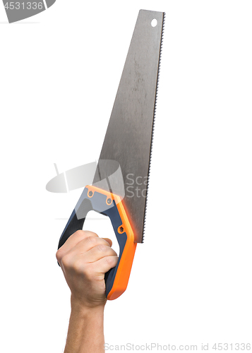 Image of Hand holding Saw