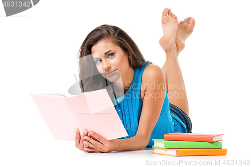 Image of Student girl on white