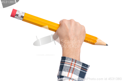 Image of Hand with big pencil