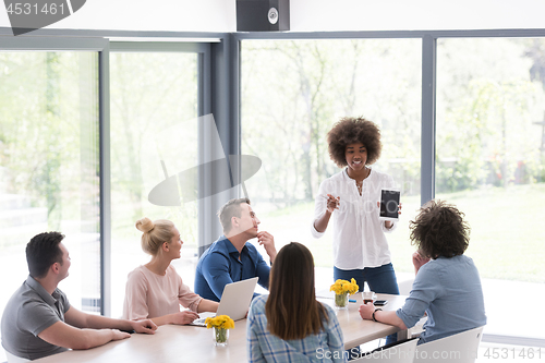 Image of Multiethnic startup business team on meeting