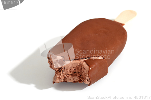 Image of ice cream covered with chocolate