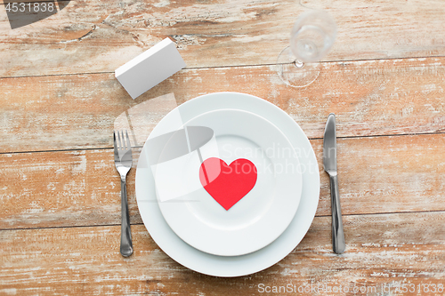 Image of close up of table setting for valentines day