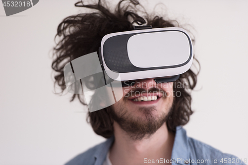 Image of man using VR-headset glasses of virtual reality