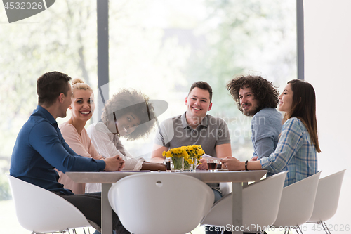 Image of Multiethnic startup business team on meeting
