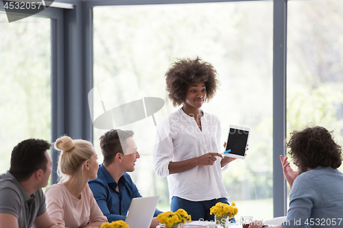 Image of Multiethnic startup business team on meeting