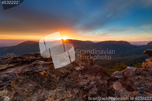 Image of Sunset over the Blue Mountains escarpment ranges