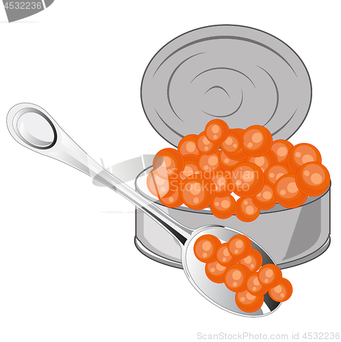 Image of Roe red in open bank and spoon