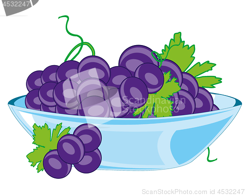 Image of Plate with grape on white background is insulated