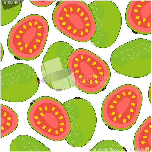 Image of Fruit guava pattern on white background is insulated