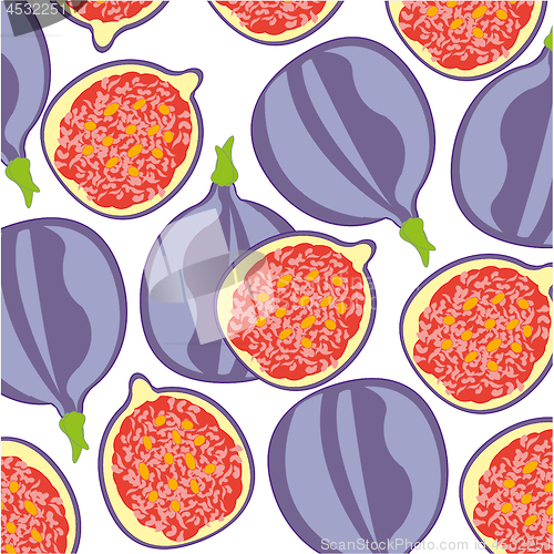 Image of Decorative pattern from ripe fruit fig on white background is insulated