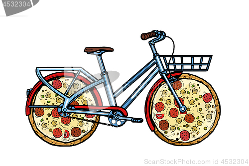 Image of pizza delivery. bike courier service