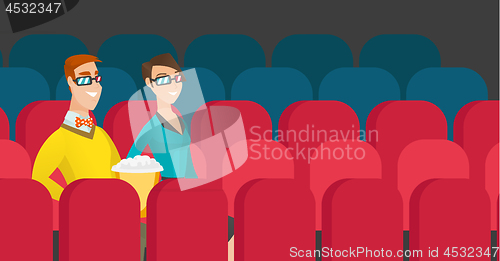Image of Caucasian couple watching 3D movie in the theatre.