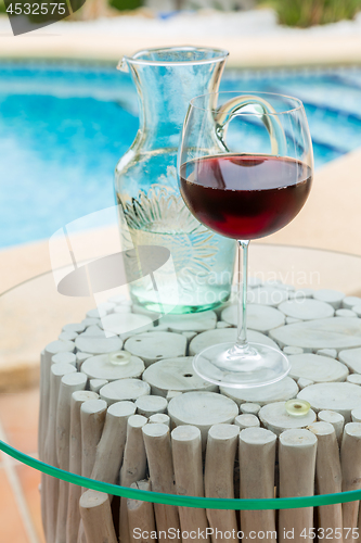 Image of Carafe of water and glass wine