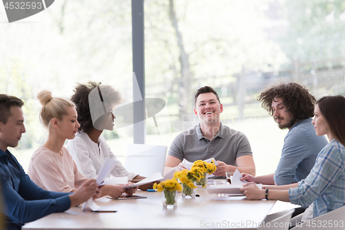 Image of Multiethnic startup business team on meeting